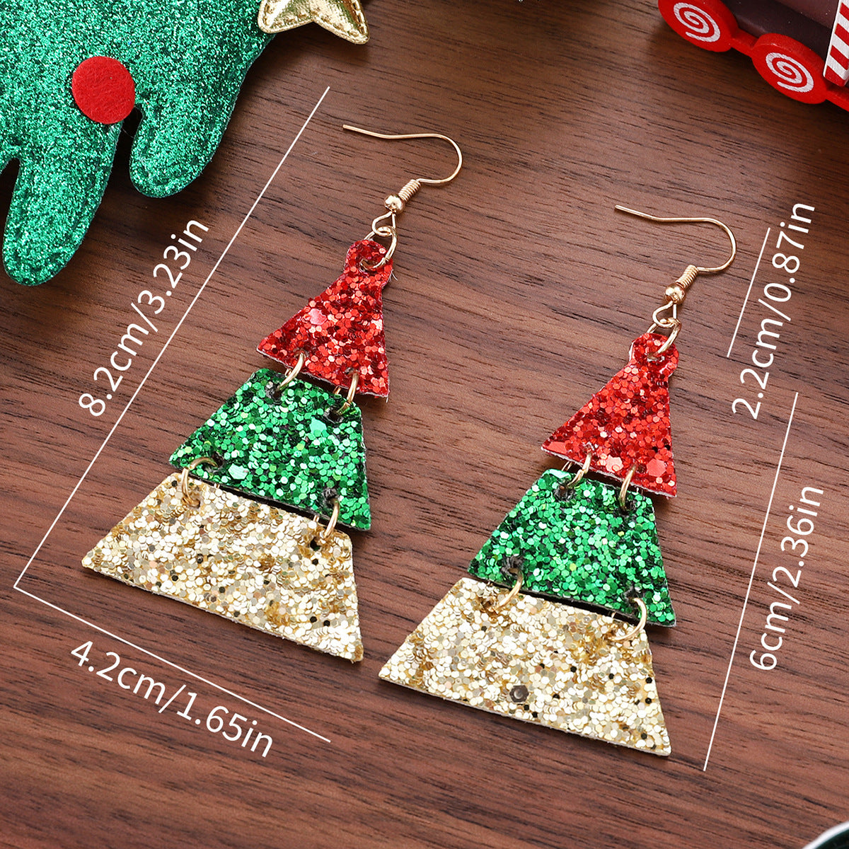 Wholesale Christmas sequined leather Christmas earrings