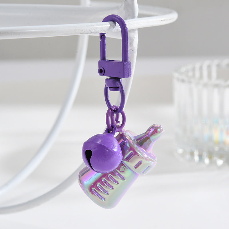Wholesale Acrylic Color Baby Bottle Keychain