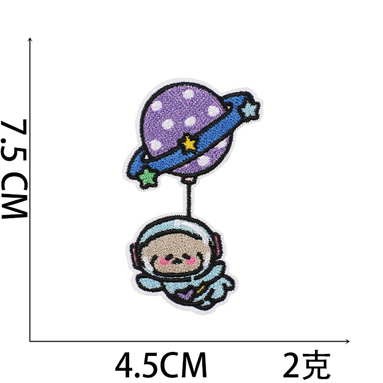 Wholesale Stupid Space Rabbit Embroidery Cloth Sticker Clothes Decoration Patch Spaceship Rabbit Computer Embroidery Sticker Ironing Chapter