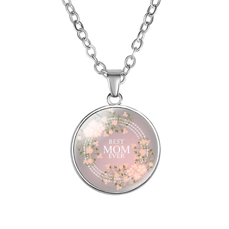 Wholesale Best MOM Time Gemstone Single Sided Alloy Necklace