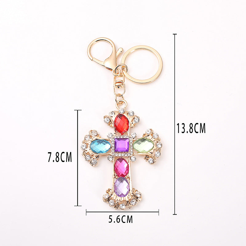 Wholesale Alloy Diamond Cross Key Chain