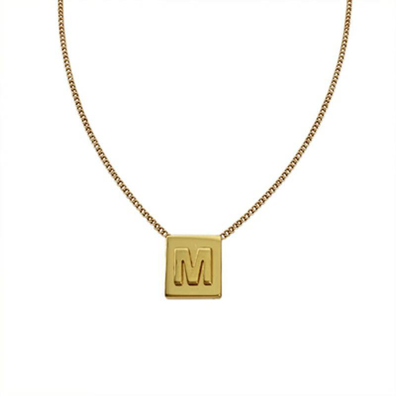 Wholesale Small square 26 letter necklace