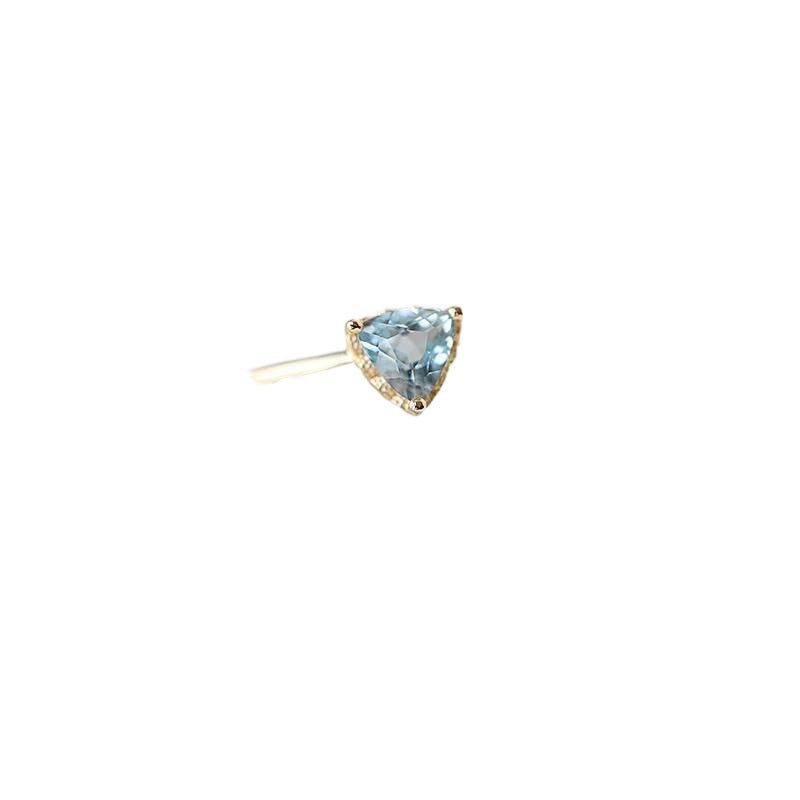 Wholesale Anti-blue Topaz Triangle Cut Gold Plated Loose Ring