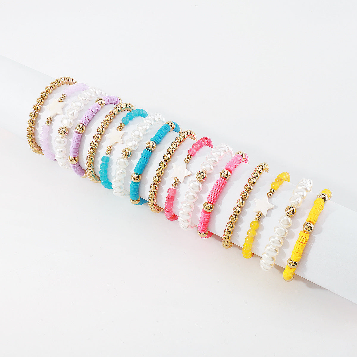 Wholesale Bohemian Fashion Imitation Pearl Polymer Clay Geometric Bracelet