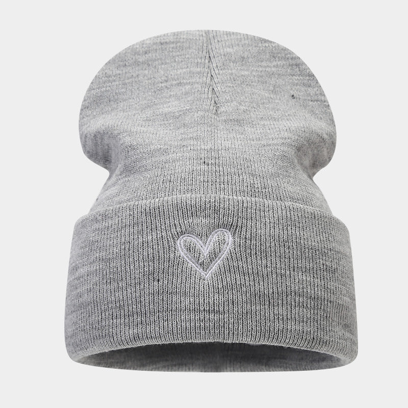 Wholesale Thickened Love Embroidered Acrylic Knitted Hats