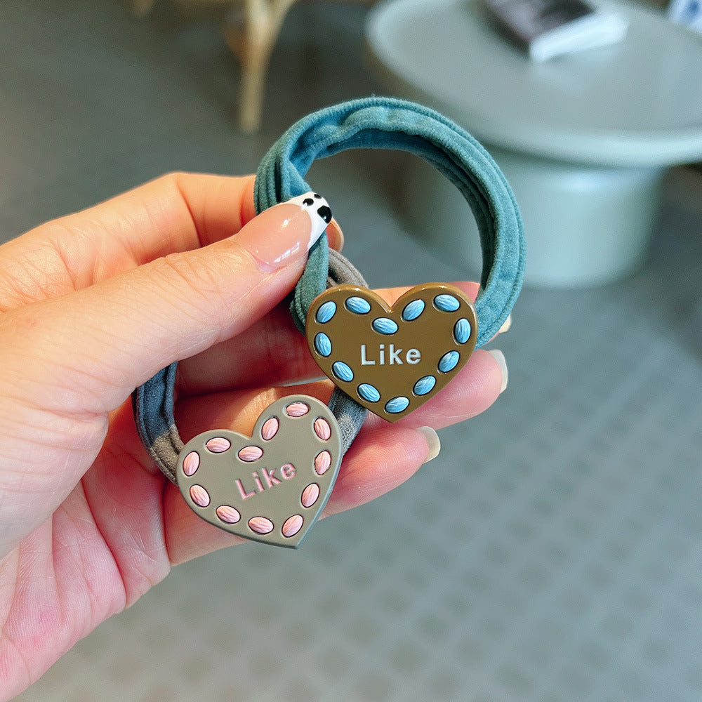 Wholesale of Autumn and Winter Alloy Love Color Matching Towel Rings and Hair Ropes