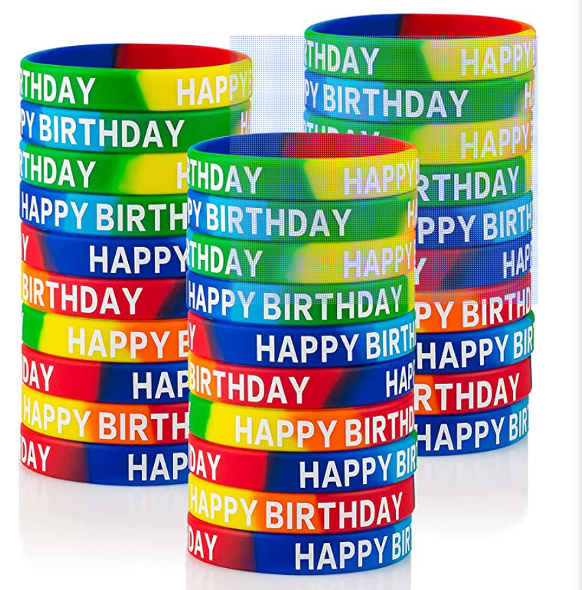 Wholesale 10pcs Party Silicone Happy Day Rainbow Rubber Wristband Bracelet