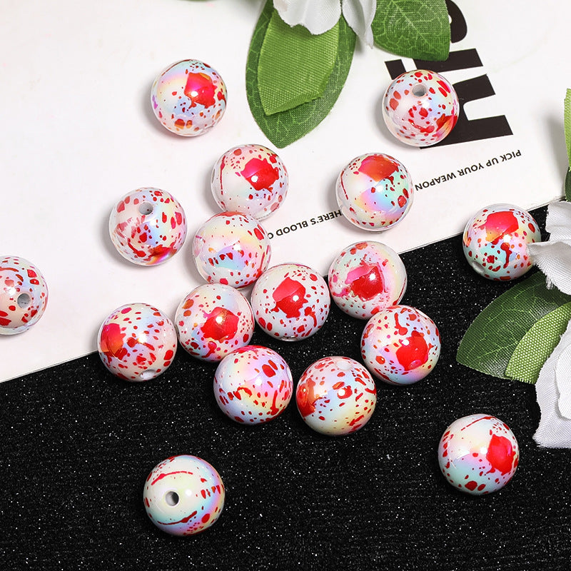 Wholesale 100pcs Bloody Rose Skull Printed Beads