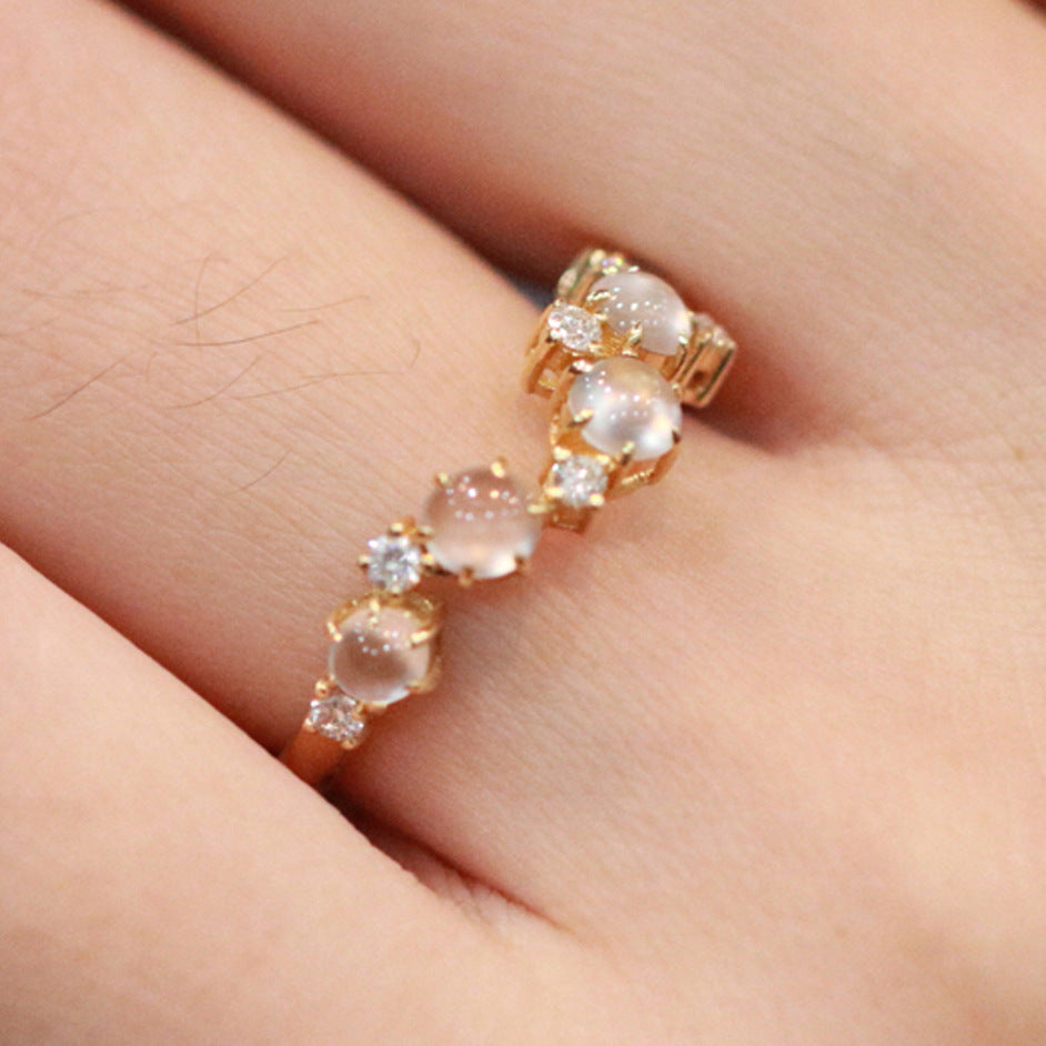 Anillo de cobre de cuentas con incrustaciones de luna al por mayor