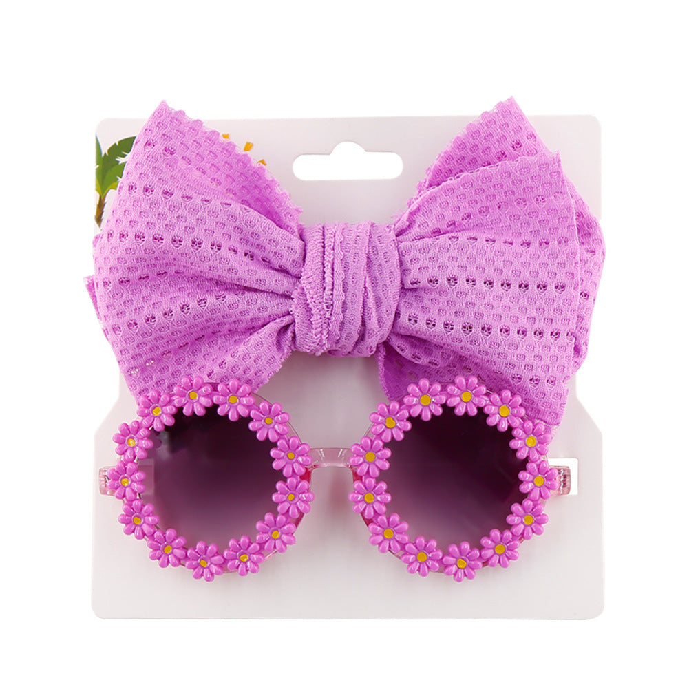 Wholesale Kids Sunglasses Hollow Fabric Headband Set