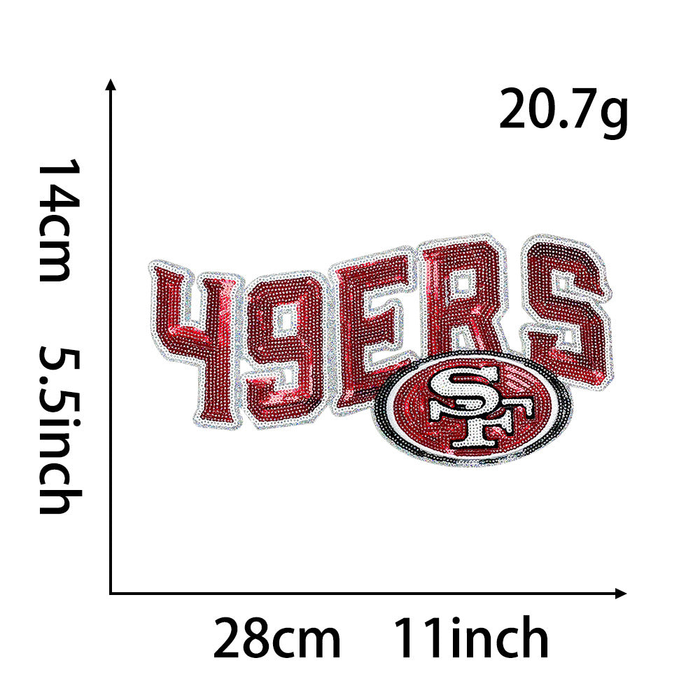 Wholesale Football Team Sequin Logo Patches Stylish Embroidered Applique For ets Boutique DIY Supply OLY Exclusive