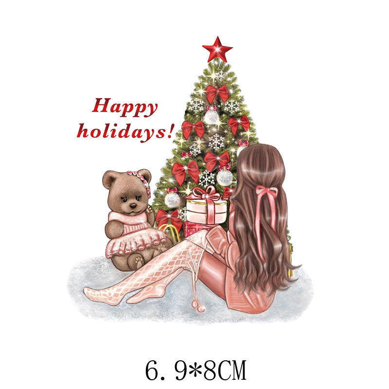 Wholesale   5pcs/pack sleigh heat transfer  UV DTF Ready to Press Transfers Wraps