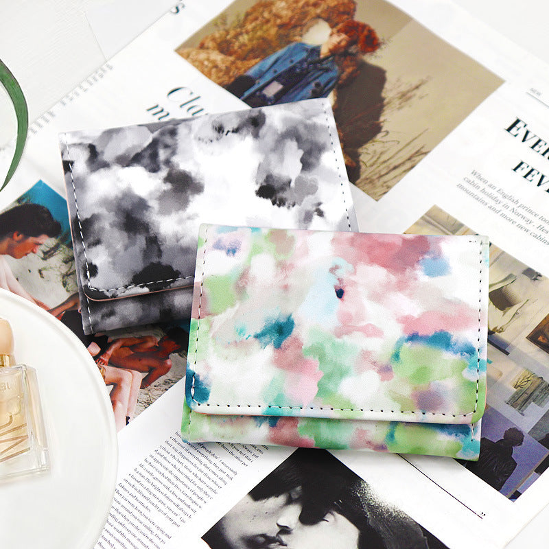 Wholesale Watercolor Halo Dyed PU Short Style Zero Wallet