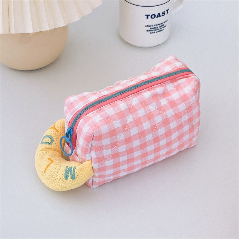 Wholesale Plaid Cotton Embroidered Pencil Case