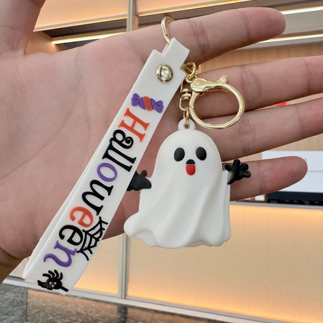 Wholesale PVC Soft Rubber  Pumpkin Skeleton King Cartoon Keychain Car Key Accessory Bag Charm Resale