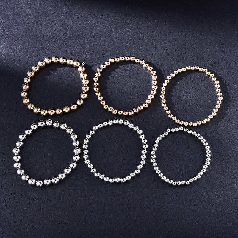 Wholesale All-match 4/5/6/8mm Beads Couple Beach Style Geometric Elastic Bracelet Set