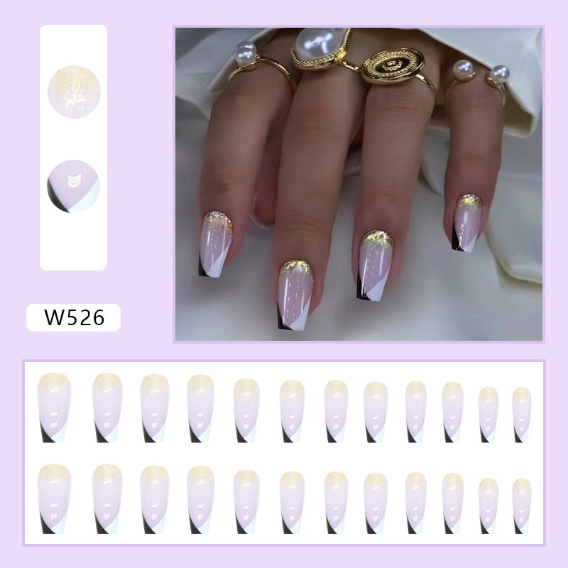 Wholesale Triangular double spell mandarin duck color French gold powder Nail Stickers
