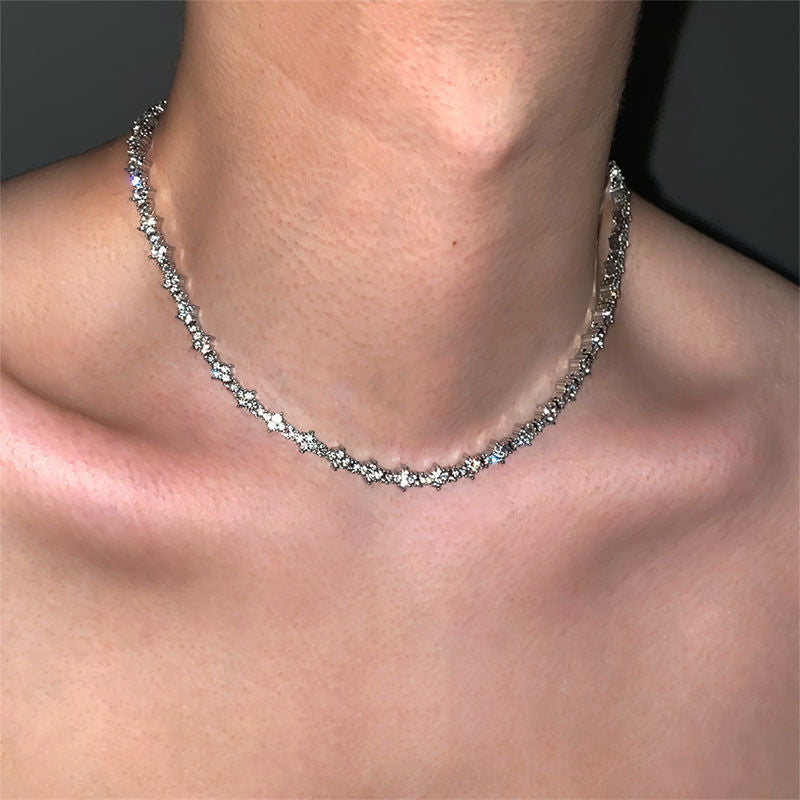 Wholesale n Flower shaped Full Diamond Alloy Collarbone Necklace