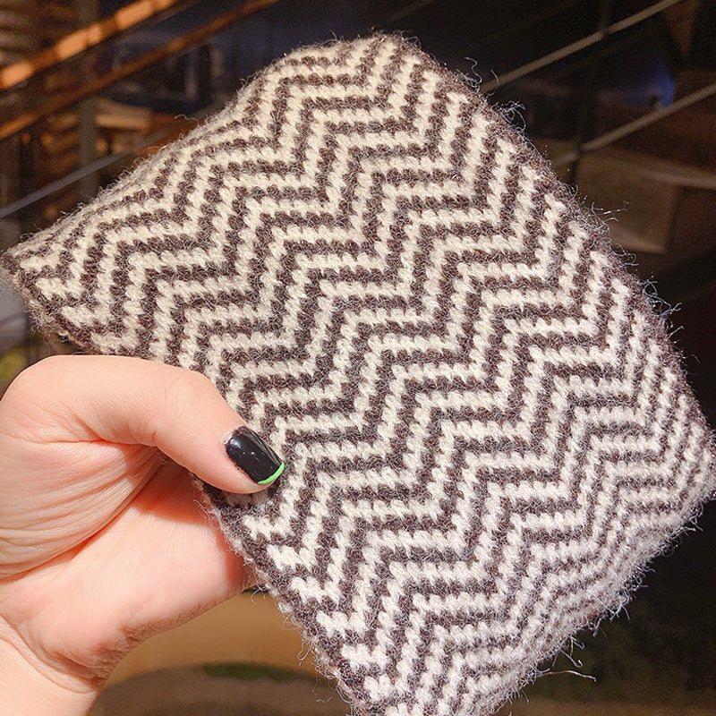 Wholesale Knitted Striped Letter Crossed Wool Hair Band Women's Turban Hair Ring