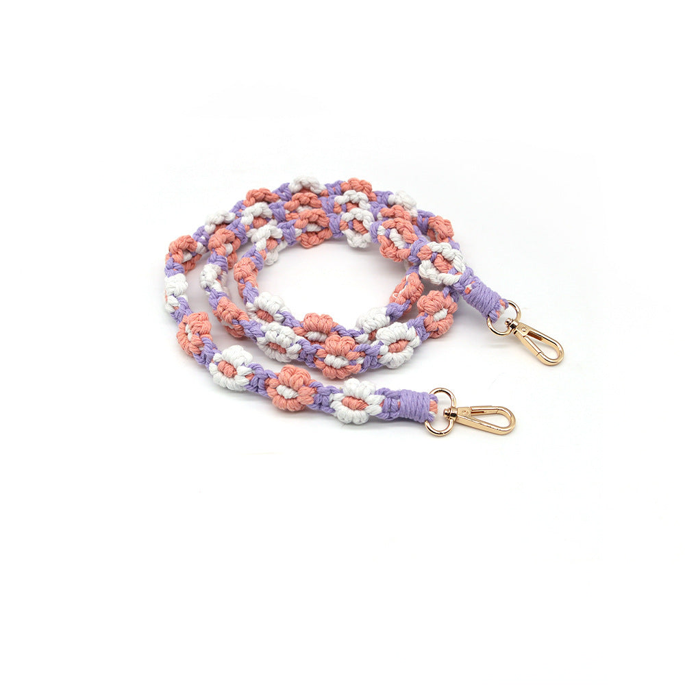 Wholesale Daisy Flower Cotton Rope Woven Mobile Phone Lanyard Keychain