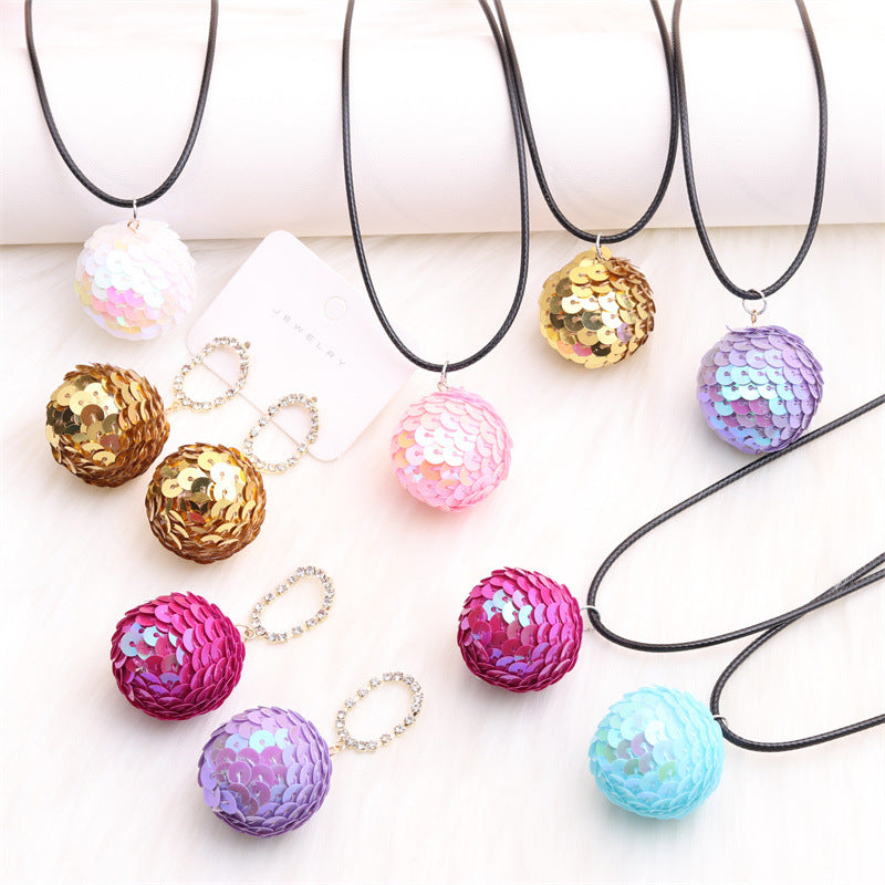 Wholesale Colorful Sequined Round Balls Personality Simple Retro Design Niche Earrings