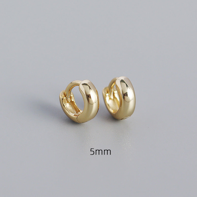 Wholesale Smooth Round Simple Stacking Temperament Versatile S925 Sterling Silver Earrings