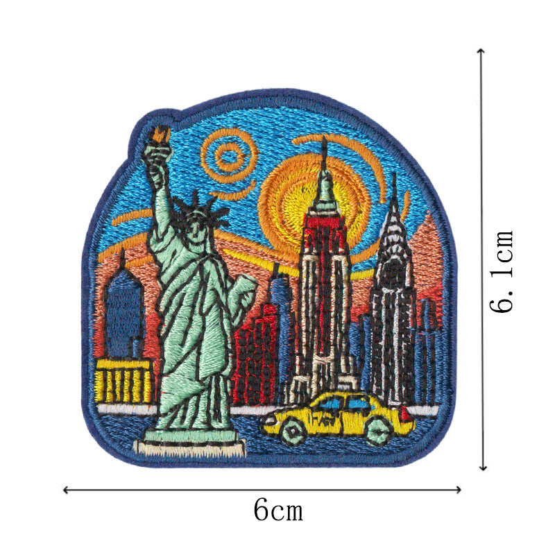 Wholesale Embroidered Travel Patch Set 9 Iron On World Landmark Badges For Clothing Towels And DIY Decor