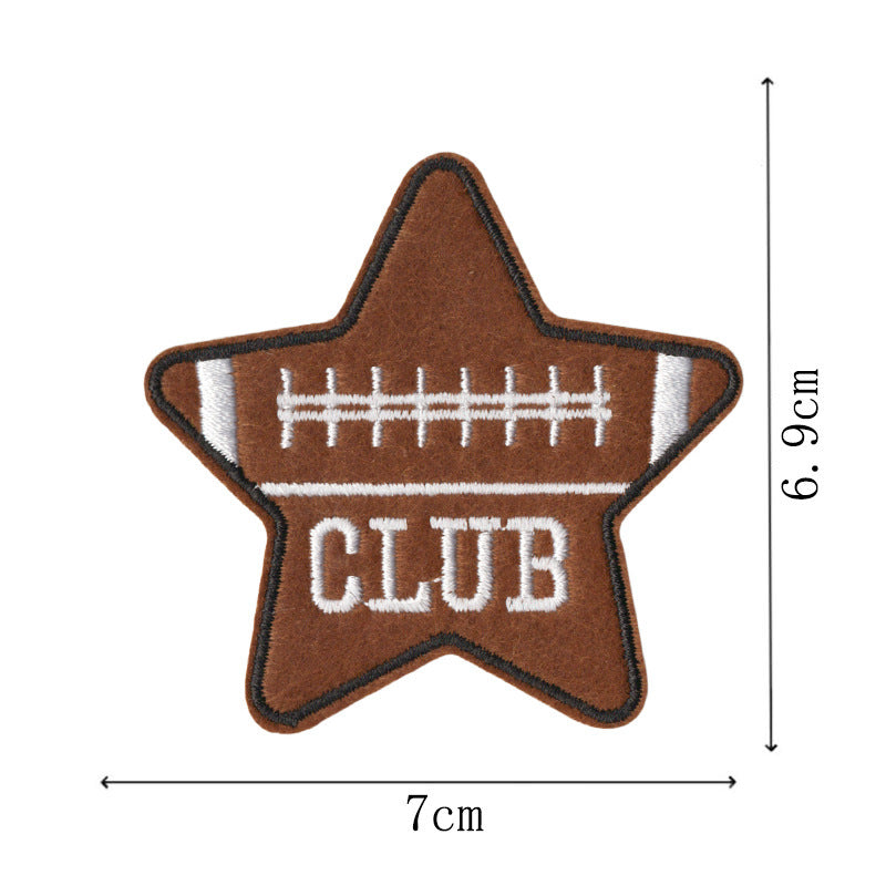 Wholesale Decorative Cartoon Football Leopard Embroidered Iron On Patches Set Of 9 For Towel Cap DIY