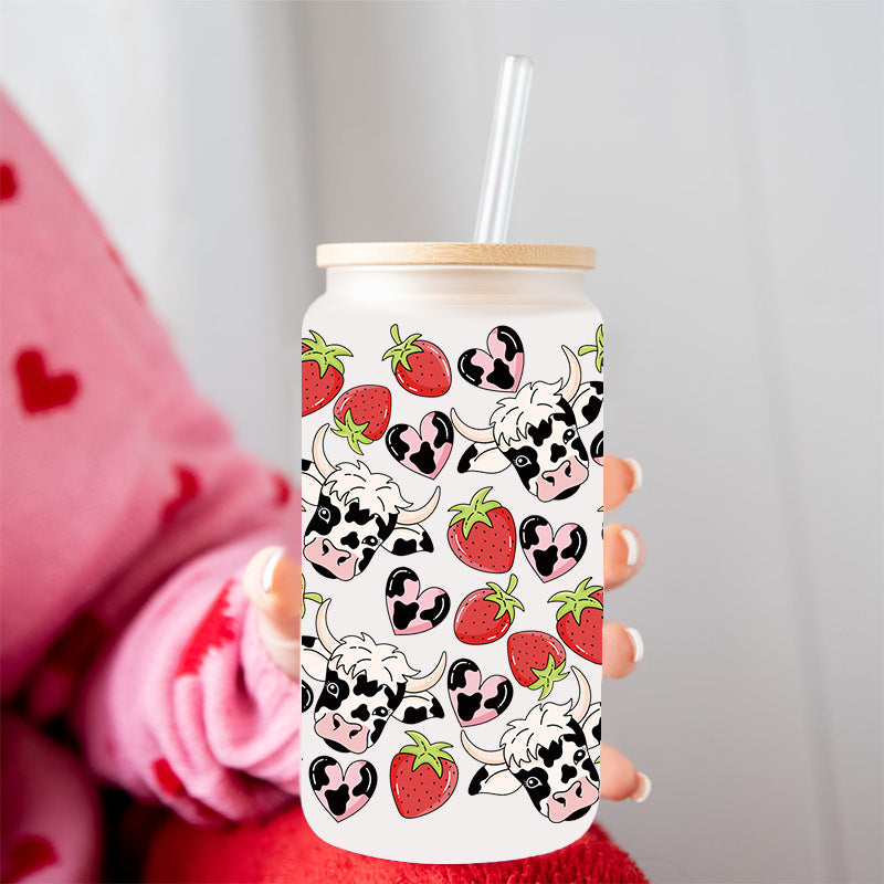 Wholesale Colorful Cartoon Cow 16oz Cup UV DTF Wraps