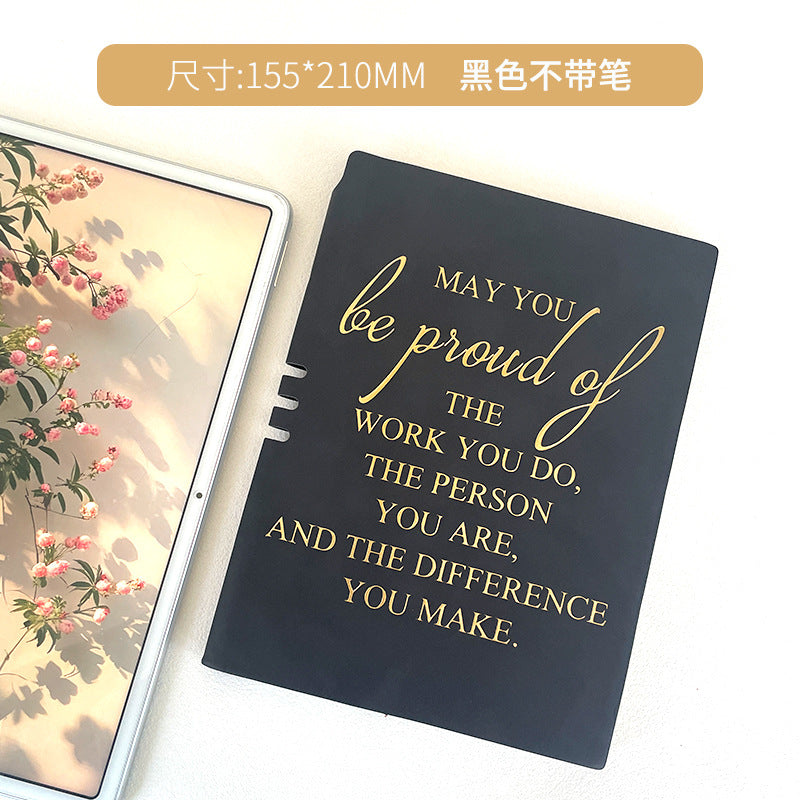 Wholesale ncentive Notebook with Pen Insertable Simple Leather-Covered High-Value Handbook Notepad