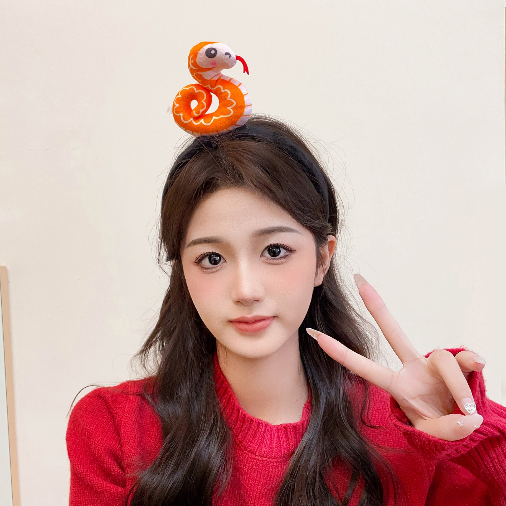 Wholesale Year of the Snake Headband  Cute Funny Plush Wash Hair Cards Small Snake Zodiac Headwear Children's Spring Festival