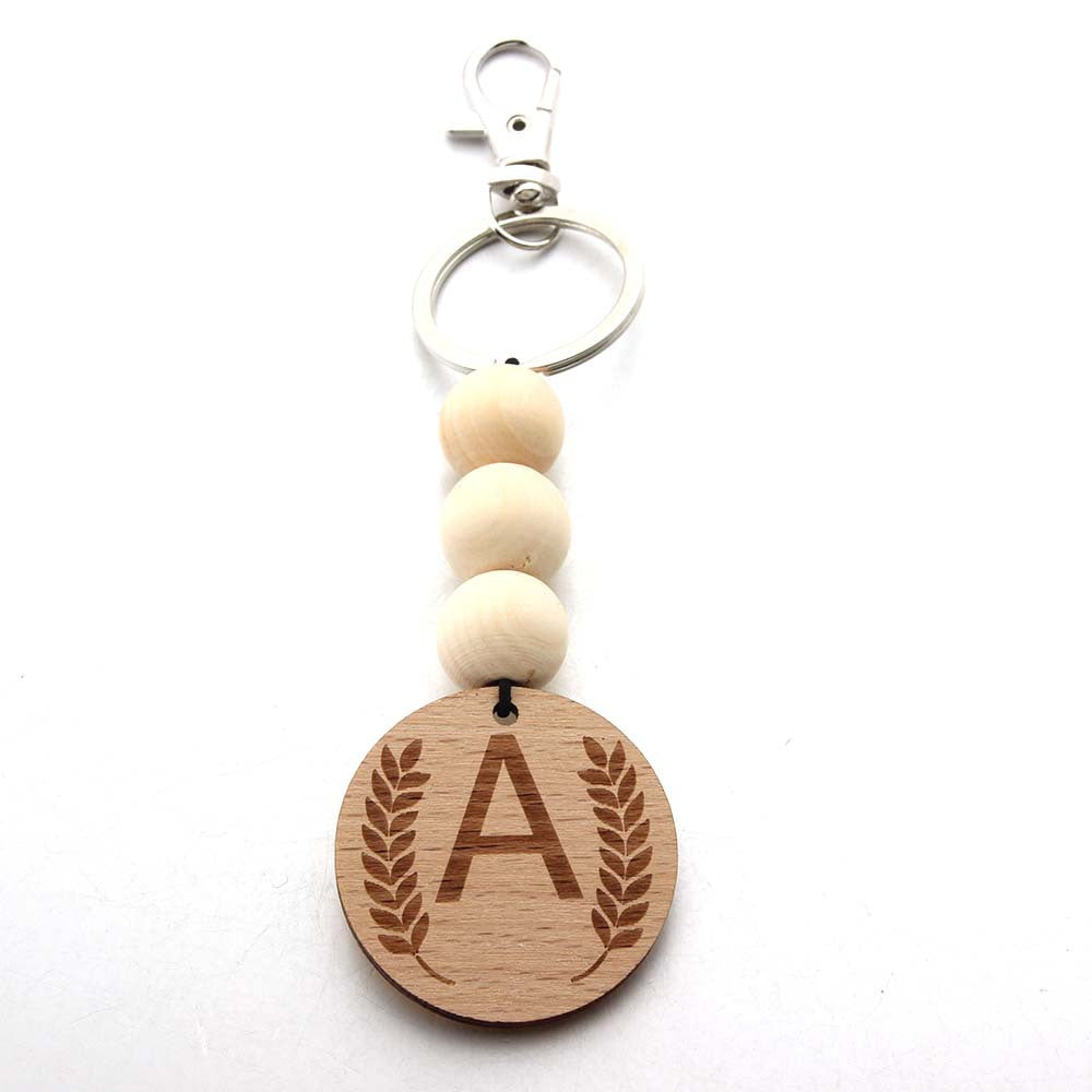 Wholesale Letter Bull Head Wooden Beads Wooden Tag Keychain