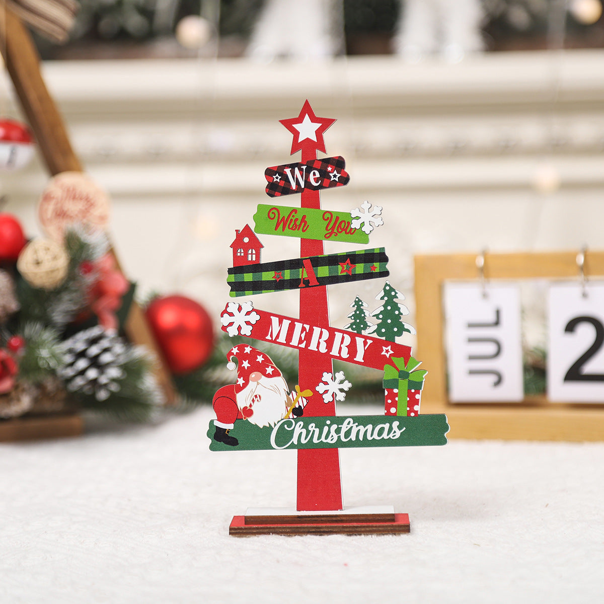 Wholesale Christmas Decorations Mini Desktop Christmas Tree Wooden Ornaments