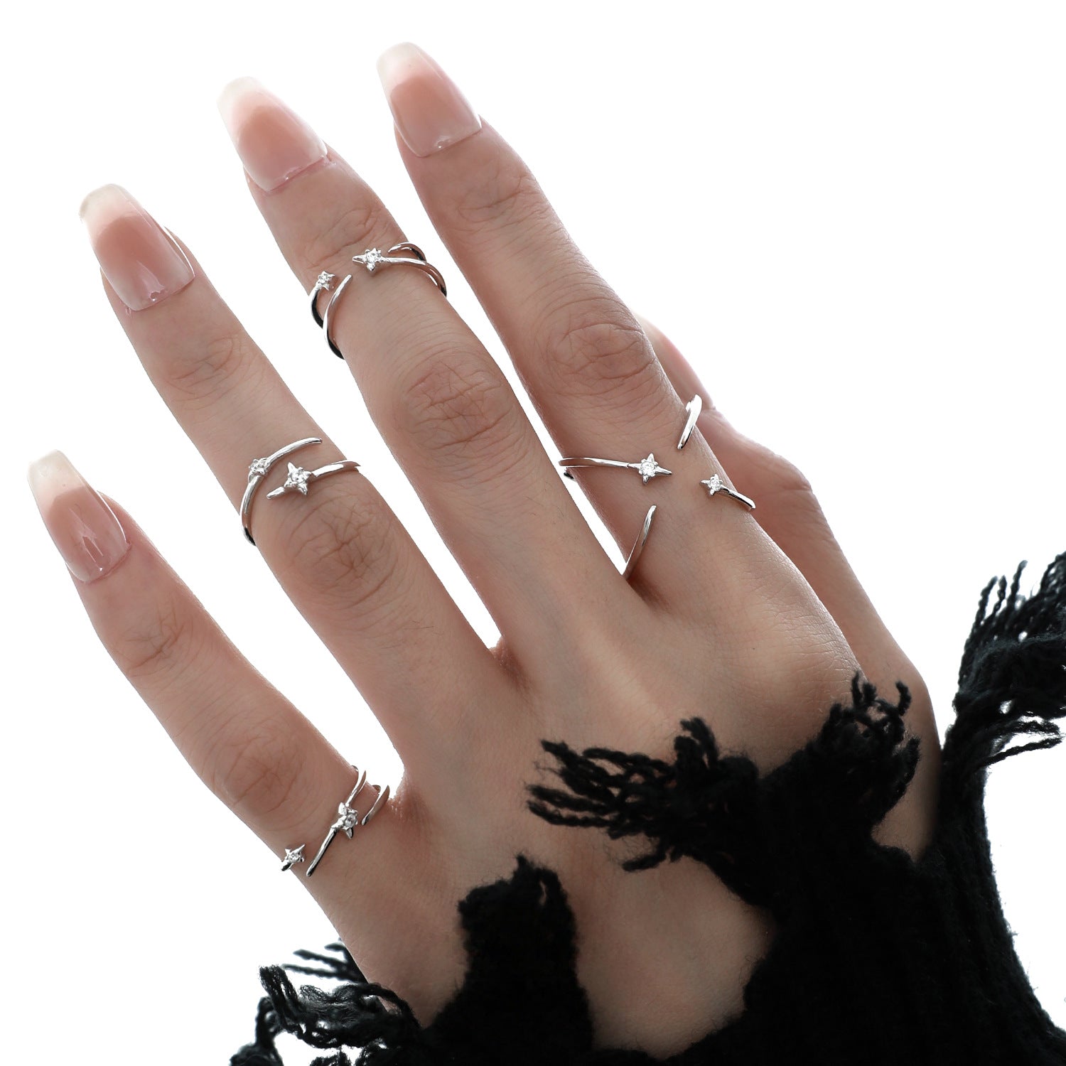 Wholesale Star orbit zircon non fading open ring