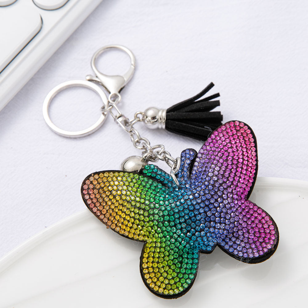 Wholesale Diamond-studded Colorful Butterfly Pendant Hot Diamond Handmade Pendant Keychains