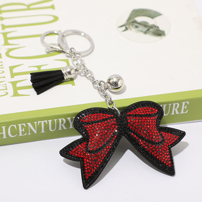 Wholesale 12pcs creative bow rhinestone keychain cute rhinestone bag tassel pendant