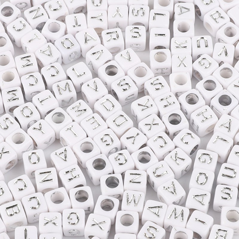 Wholesale 100pcs Acrylic Square Number English Alphabet Beads