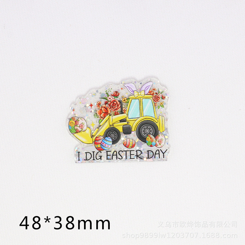 Wholesale 10pcs Easter Cartoon Rabbit Acrylic Cute DIY Patch Accessories
