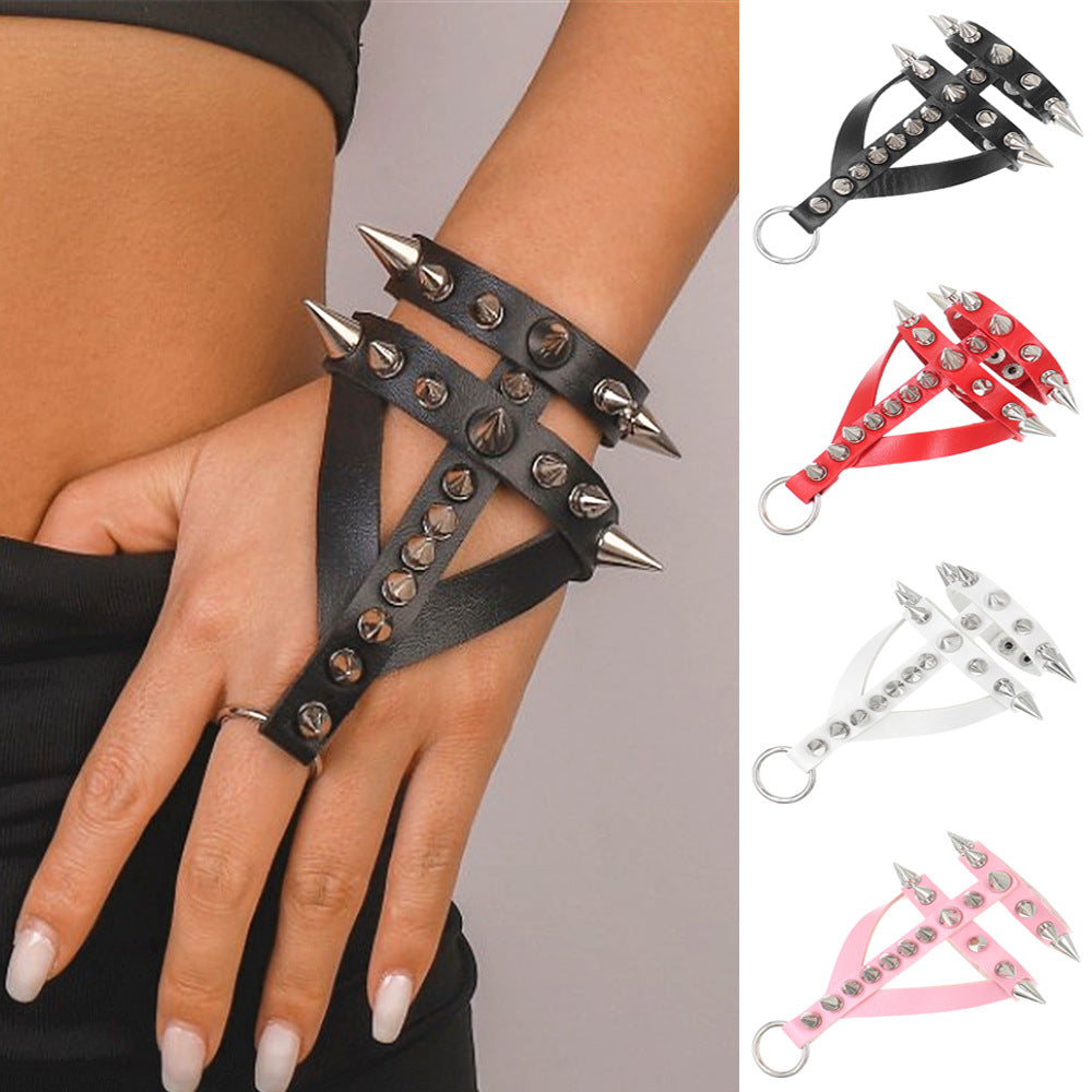 Wholesale Dark Gothic Bracelet Leather Stainless Steel Bracelet