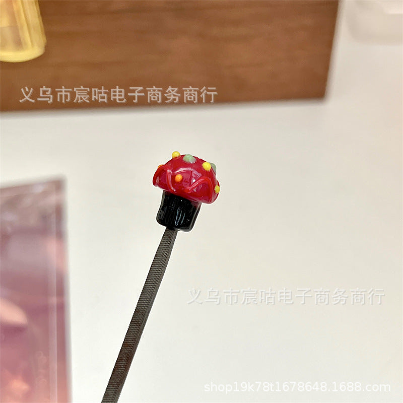 Wholesale 10pcs Colorful small mushroom-shaped glass beads