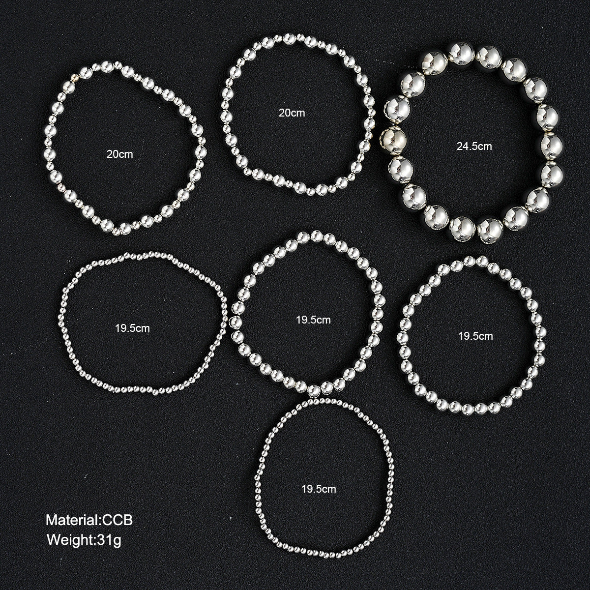 Wholesale Round bead bracelet 7-piece set Simple multi-layer stacking style beaded bracelet