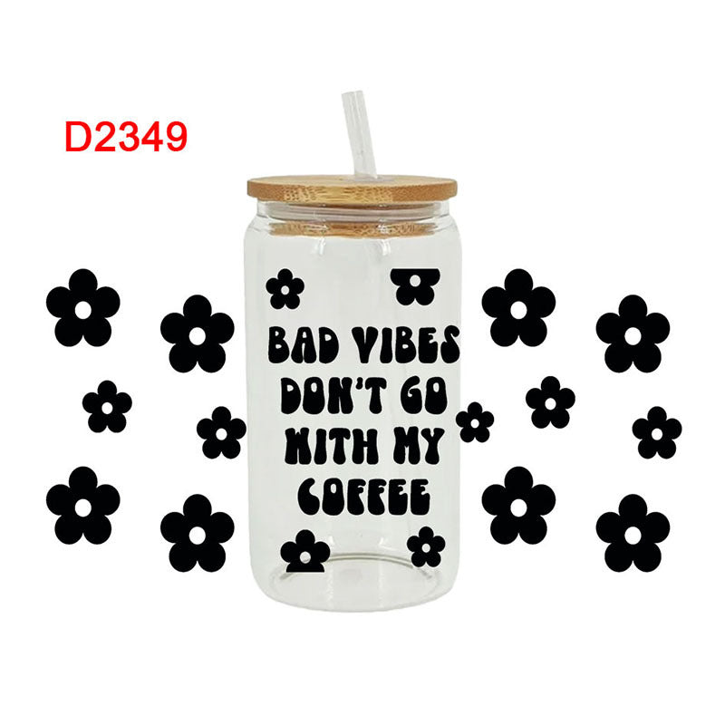 Wholesale Colorful flower bees  16oz Cup UV DTF Wraps