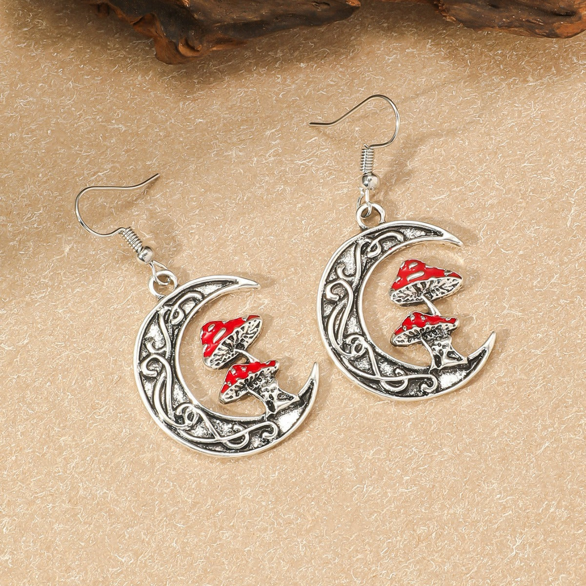 Wholesale Stylish and Simple Moon Red Mushroom Earrings