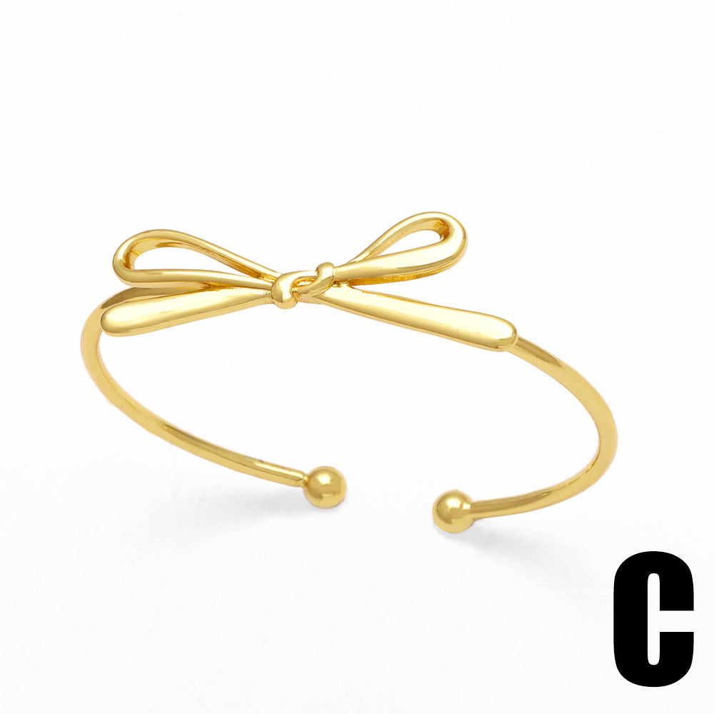Wholesale Bowknot Polished Copper 18k Gold Plated Bracelet