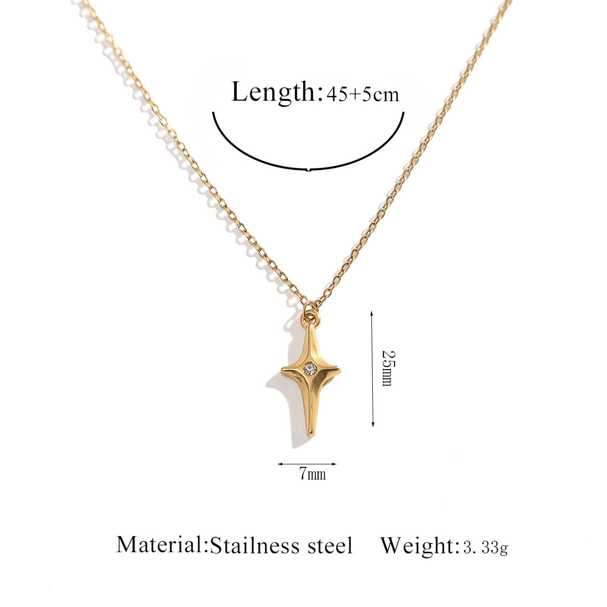 Wholesale Golden Clover Cross Hexagram Diamond Stainless Steel Necklace