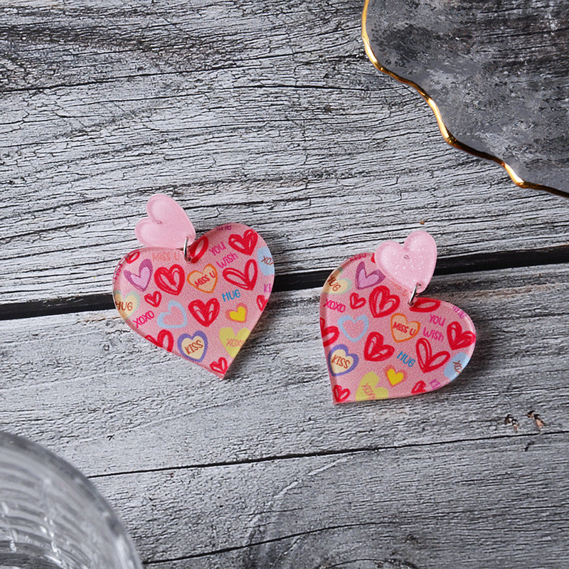 Wholesale Valentine' s Day heart-shaped geometric acrylic earrings