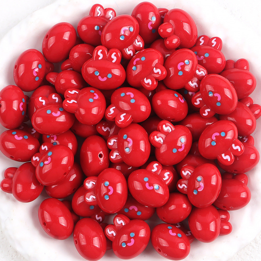 Wholesale 5pcs Handmade DIY Acrylic Beads Cute Bear Apple Five-Pointed Star