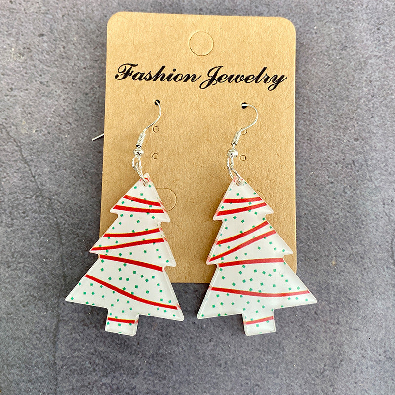 Wholesale Christmas Tree Black and Red Plaid Colorful Acrylic Earrings