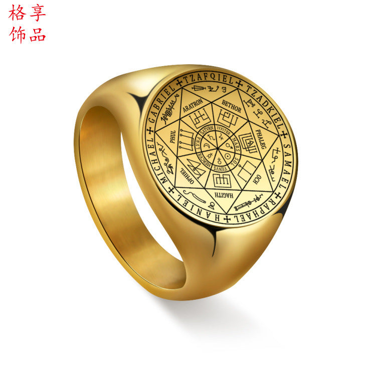 Wholesale Seven-pointed star titanium steel men's ring star ring