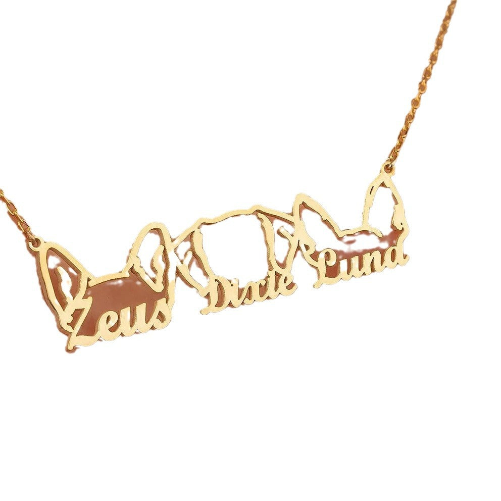 Wholesale Golden dog Titanium Steel Necklace